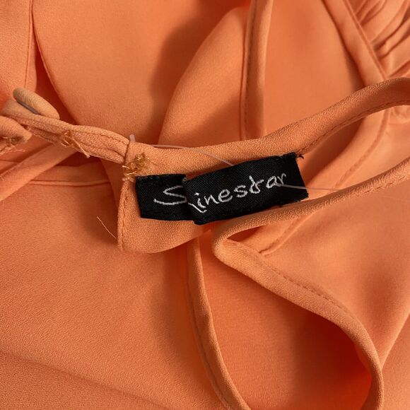 Shinestar Top Womens Small Orange Ruffle Fall Harvest Cold Shoulder Work Office - Picture 14 of 16